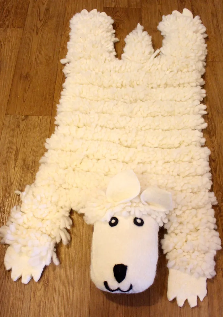 White Felt Sheep Rug, Sheep Wool Fur Rug