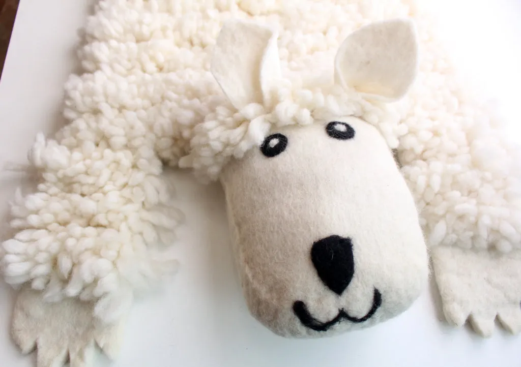 White Felt Sheep Rug, Sheep Wool Fur Rug