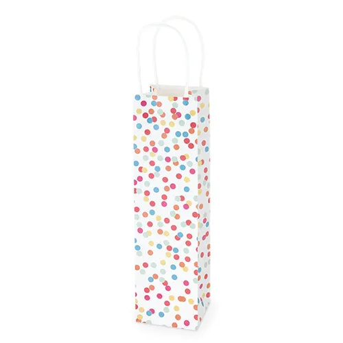 White Kraft Confetti Dot 750ml Bottle Bag By Cakewalk