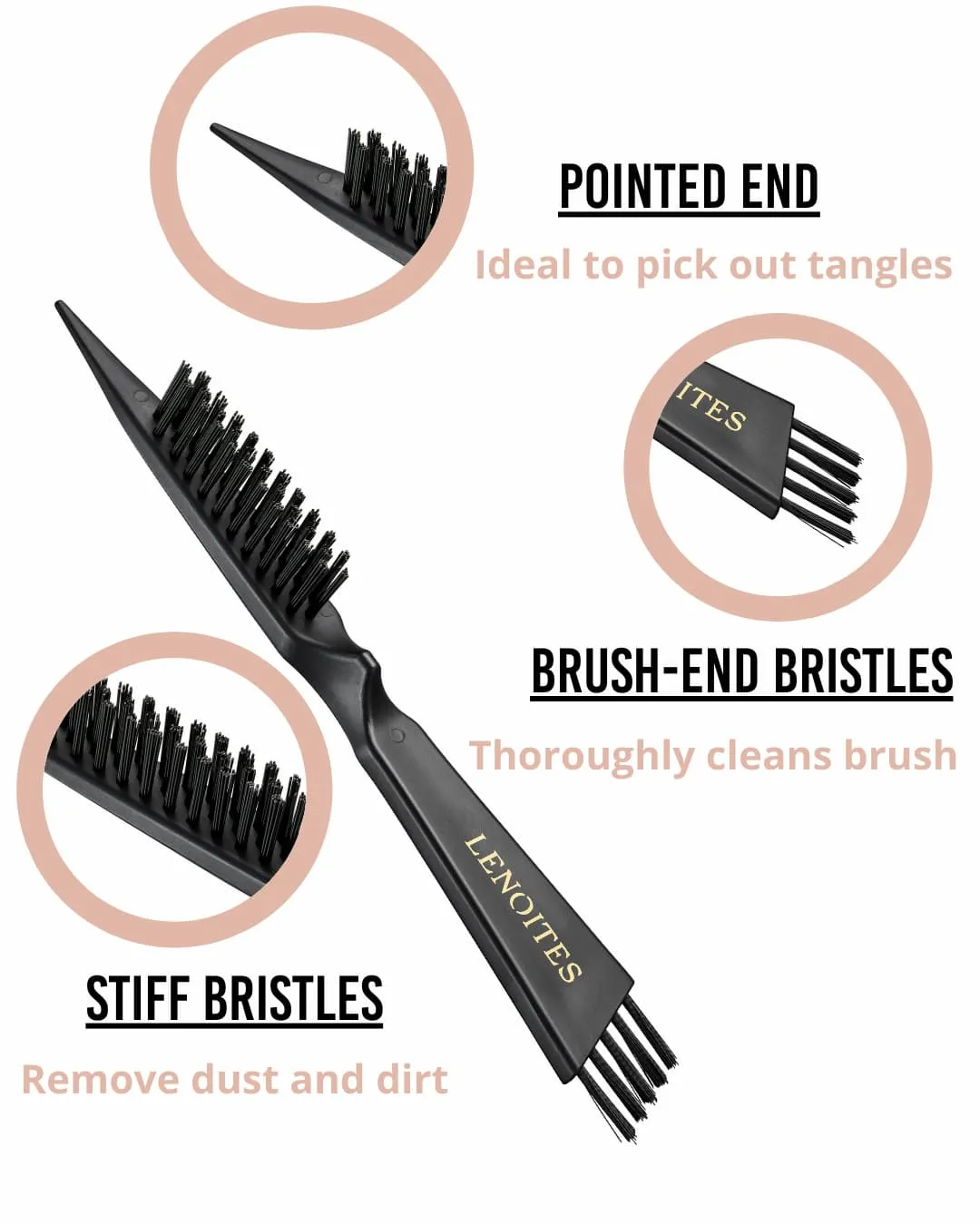 Wild Boar Hair Brush with Cleaning Tool