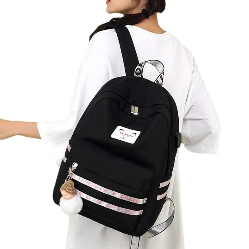 Women Large Capacity Student School Bag With USB Charging Wear-resistance Backpack