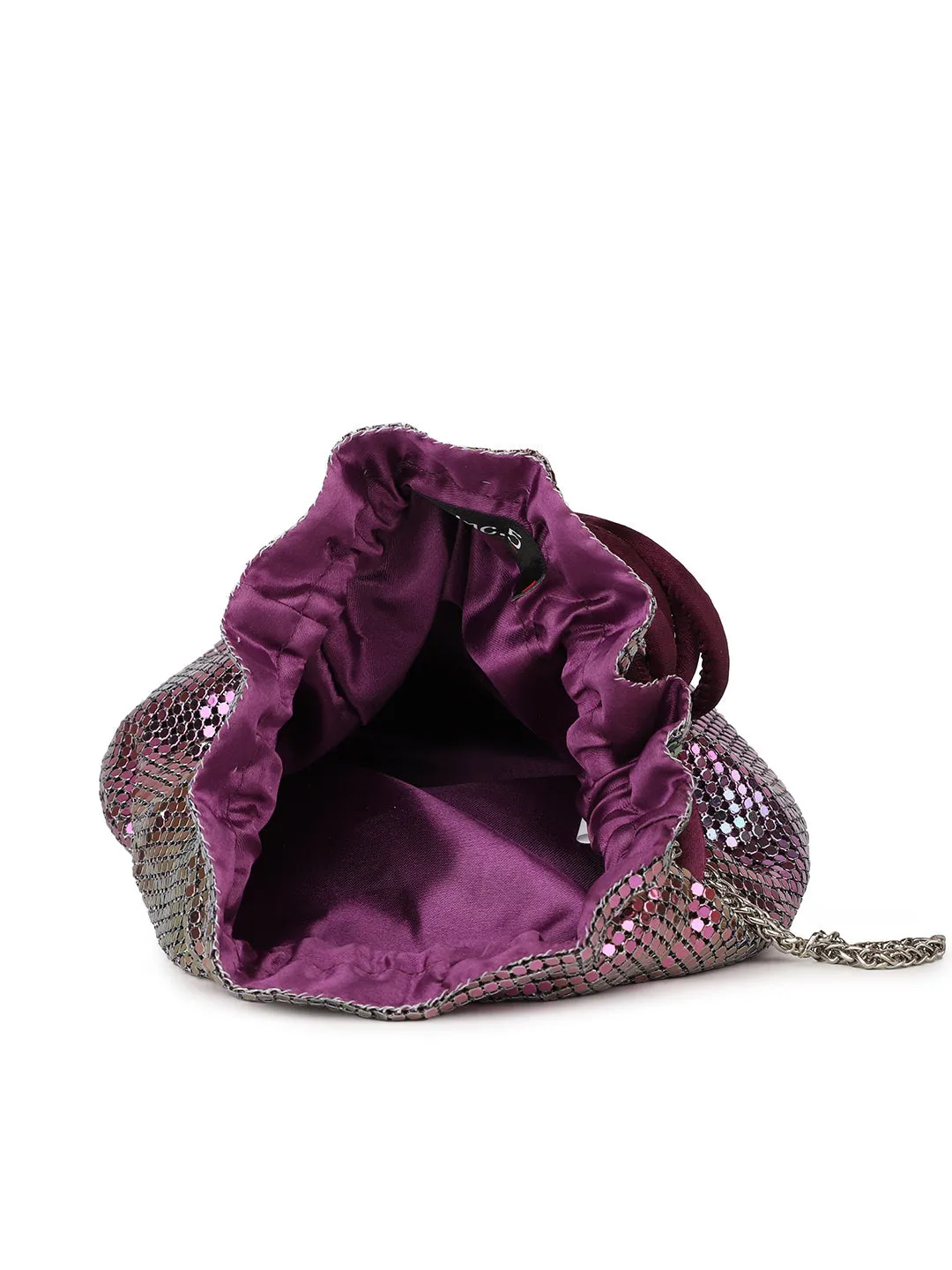 Women's Purple Embellished Potli