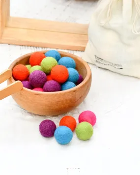 Wool Felt Balls in a Pouch - Sherbet Colours 3cm 30 balls