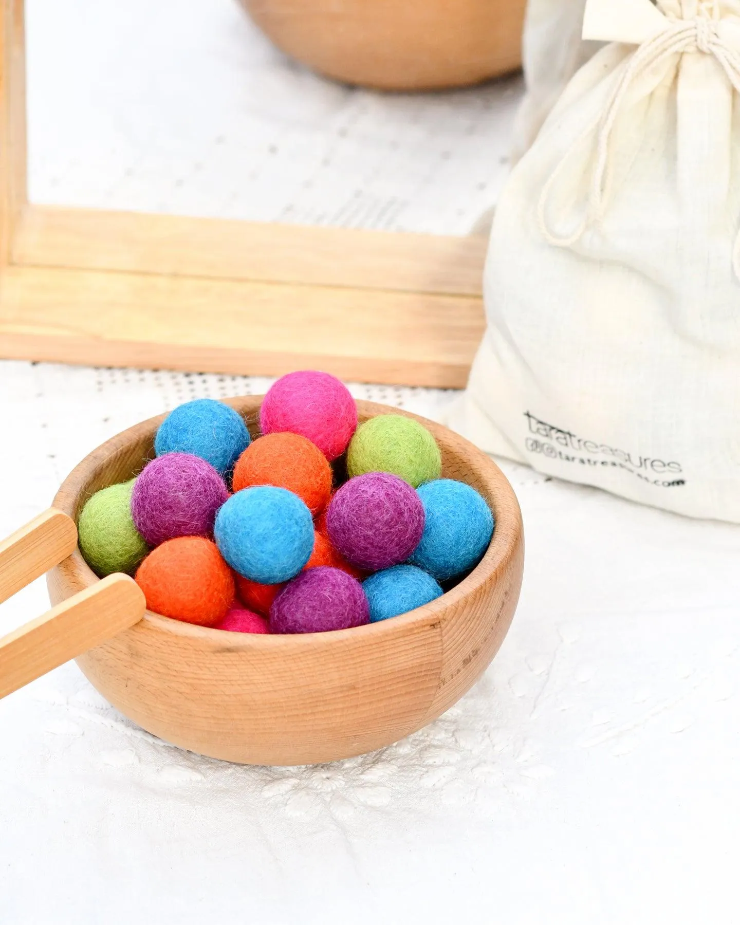 Wool Felt Balls in a Pouch - Sherbet Colours 3cm 30 balls