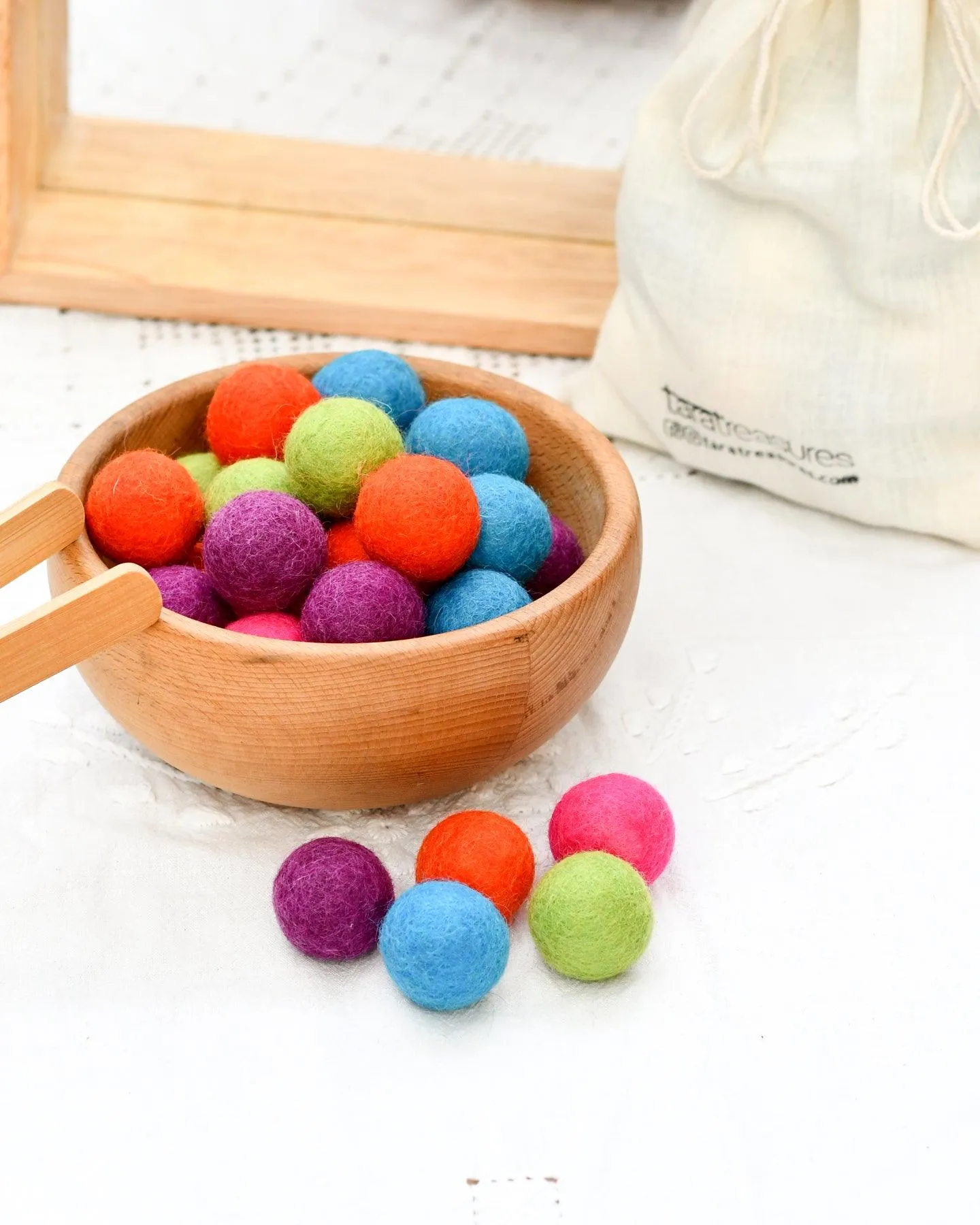 Wool Felt Balls in a Pouch - Sherbet Colours 3cm 30 balls