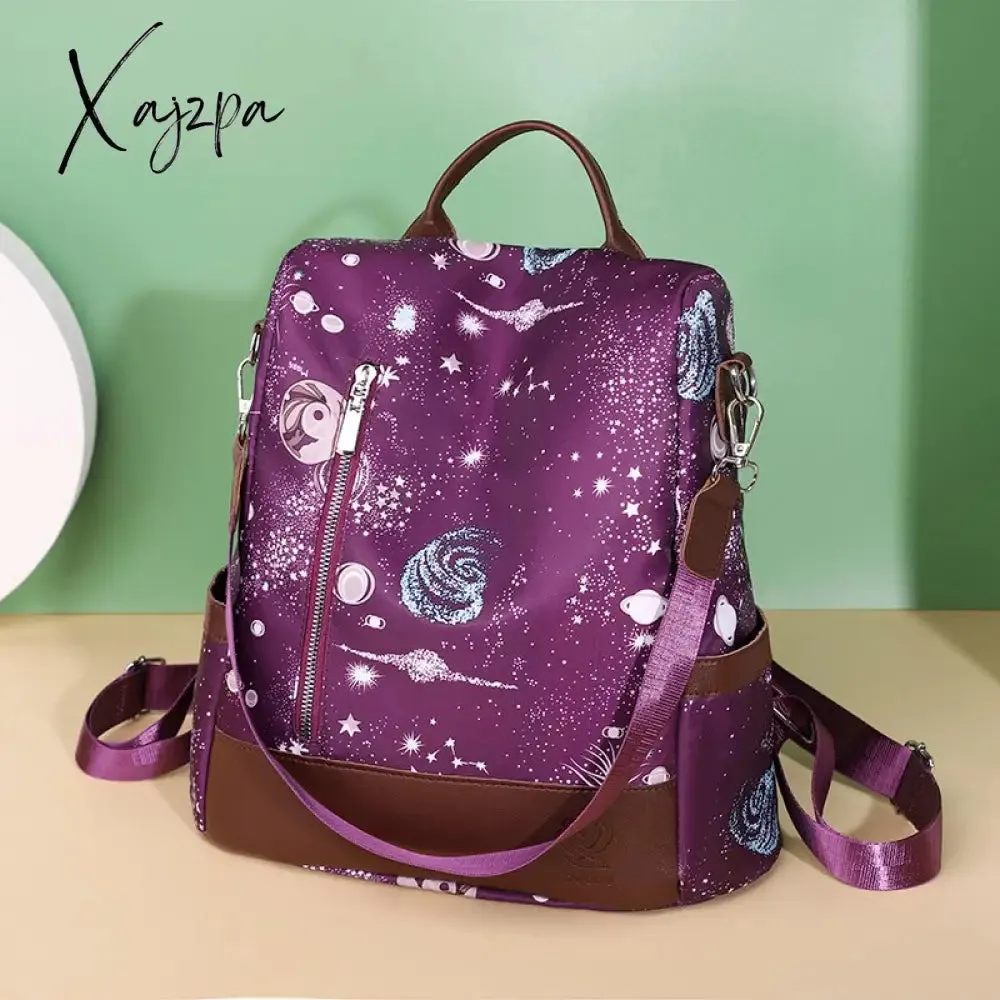 Xajzpa - Waterproof Oxford Women Backpack Fashion Anti-theft Women Backpacks Print Girls School Bag High Quality Large Capacity Backpack