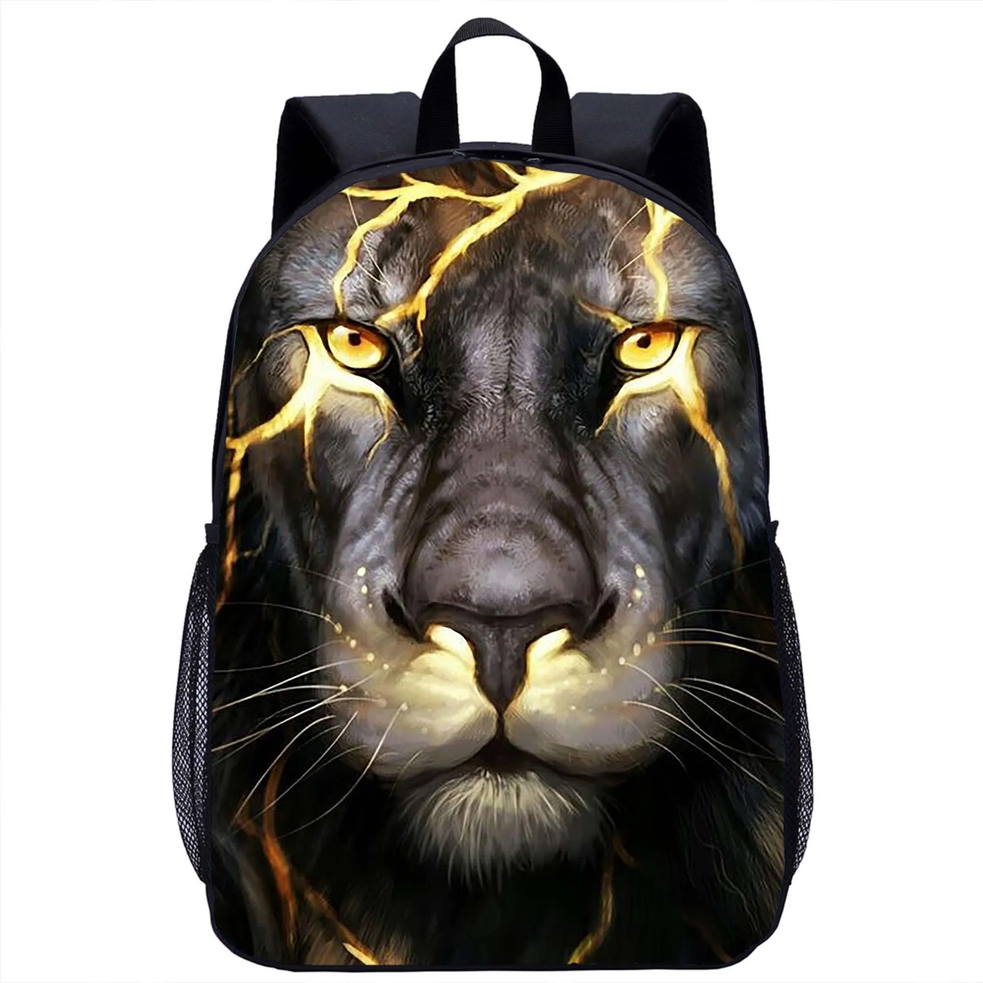 Youth Backpack Lion Print 17 Inch Large Capacity